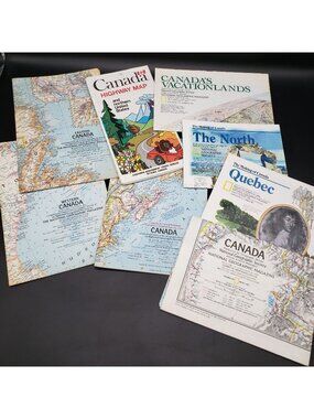 National Geographic Canada Map Lot Quebec North 1966 1967 1972 Vintage